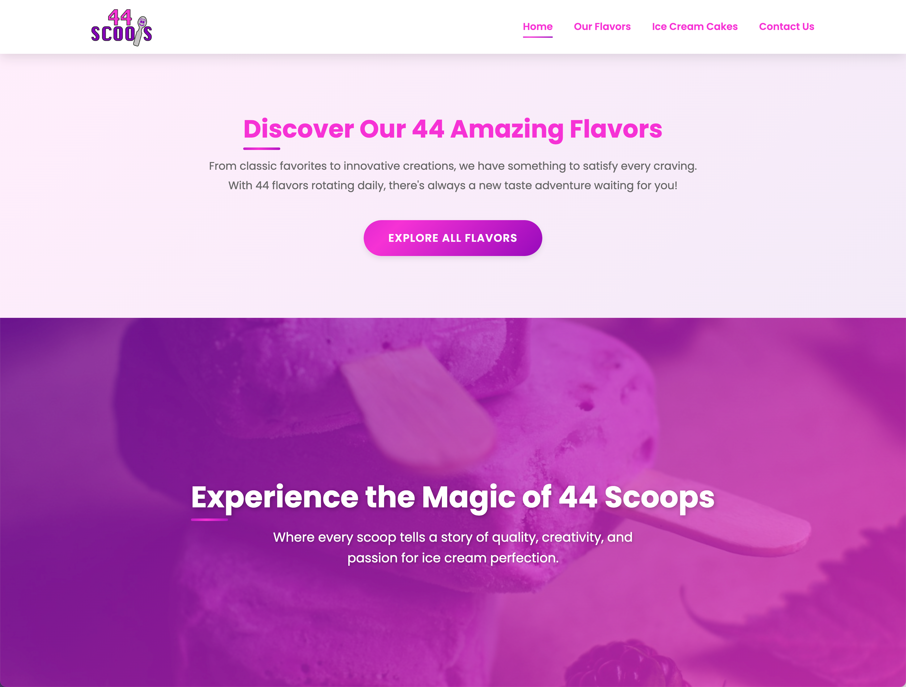 44 Scoops Explore Flavors Call-to-Action